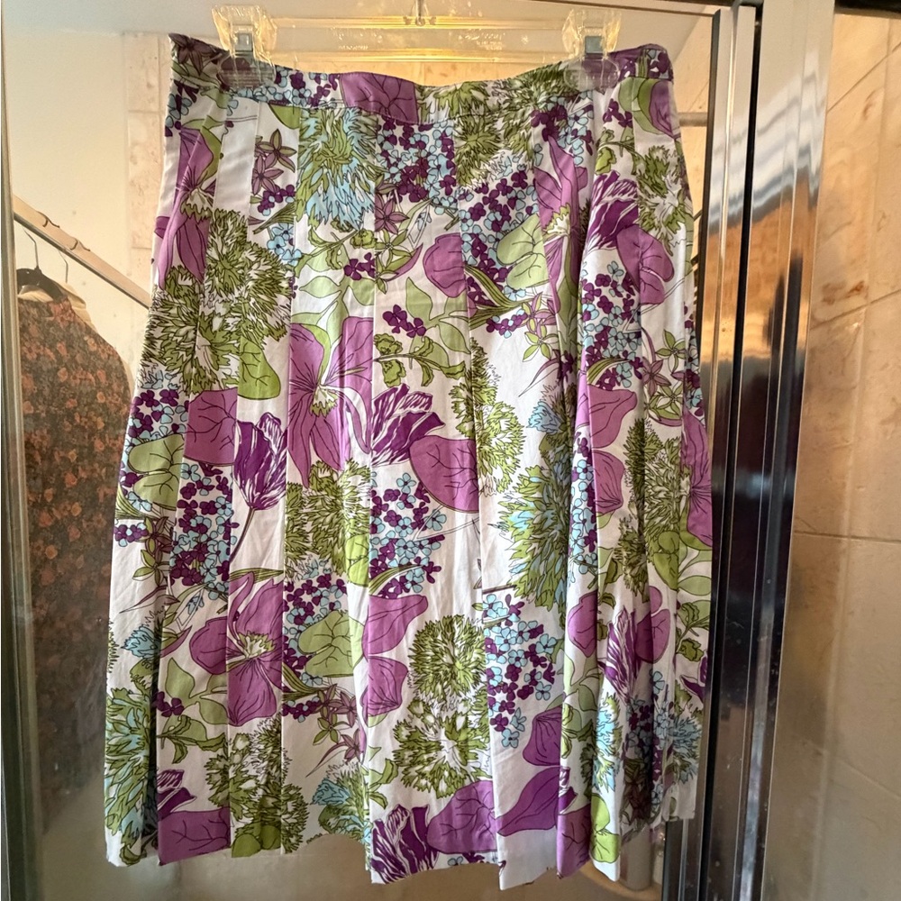 Massimo Floral A-Line Skirt in Purple and Green